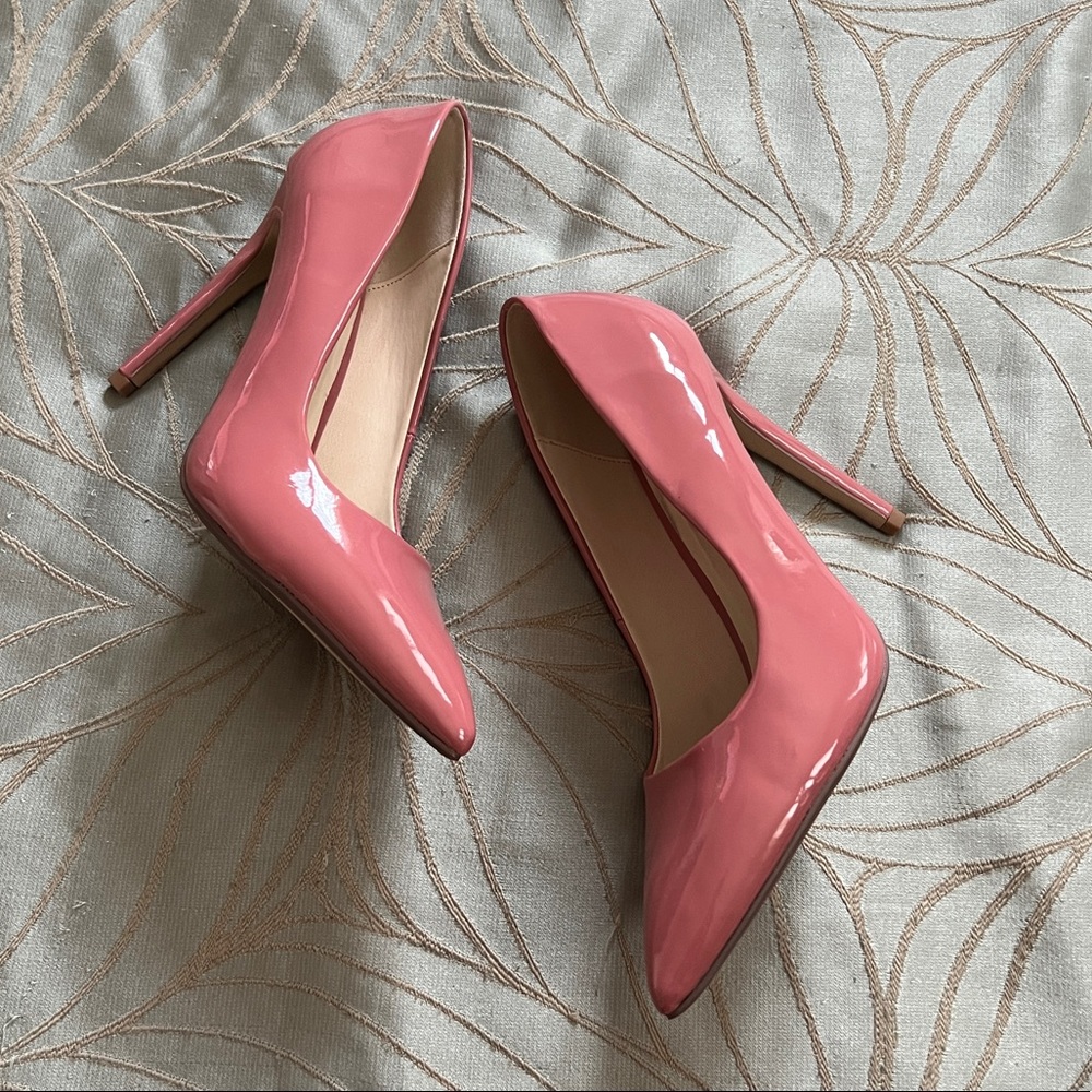 Blush pink patent leather high heels